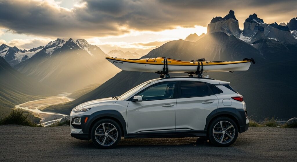 Kayak rack on a hyundai kona