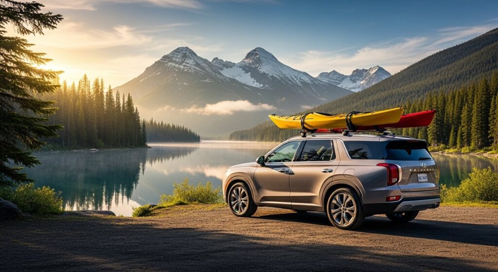 Kayak rack on a hyundai palisade
