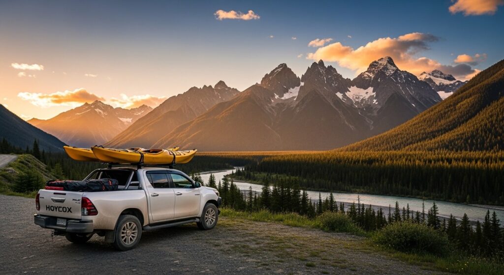 Kayak rack on a toyota hilux